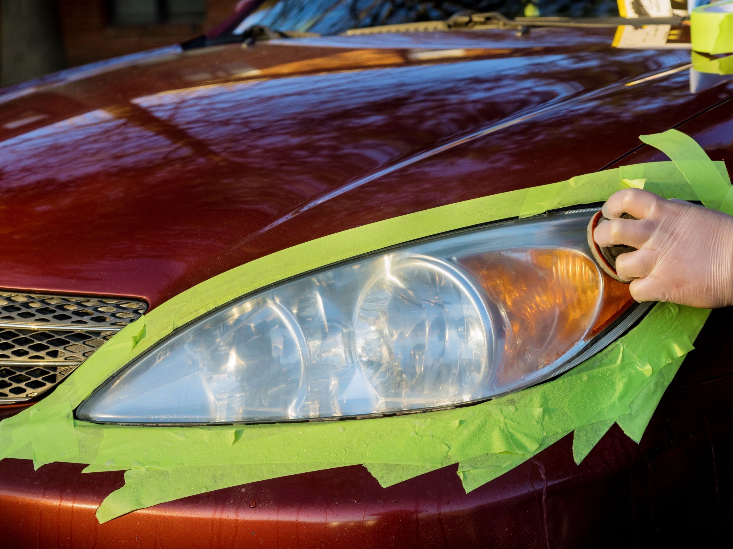 Headlight restoration at The Detail Depot in Clearwater FL