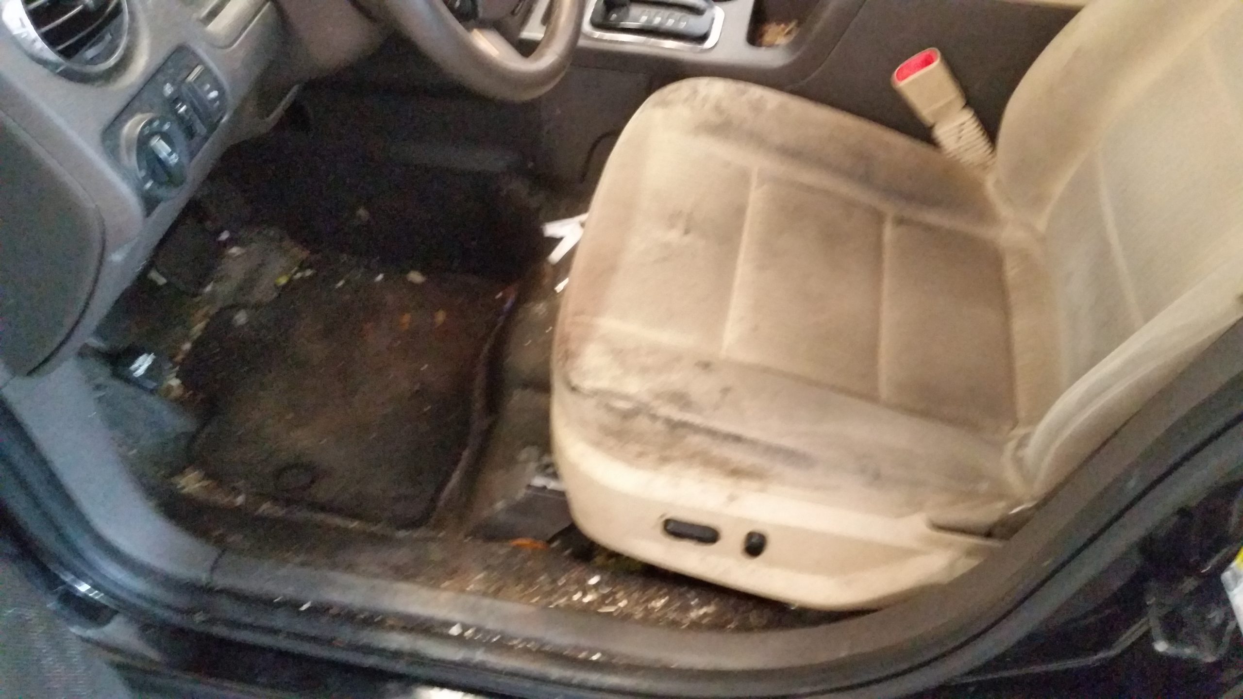Interior seat before professional cleaning at The Detail Depot in Clearwater FL